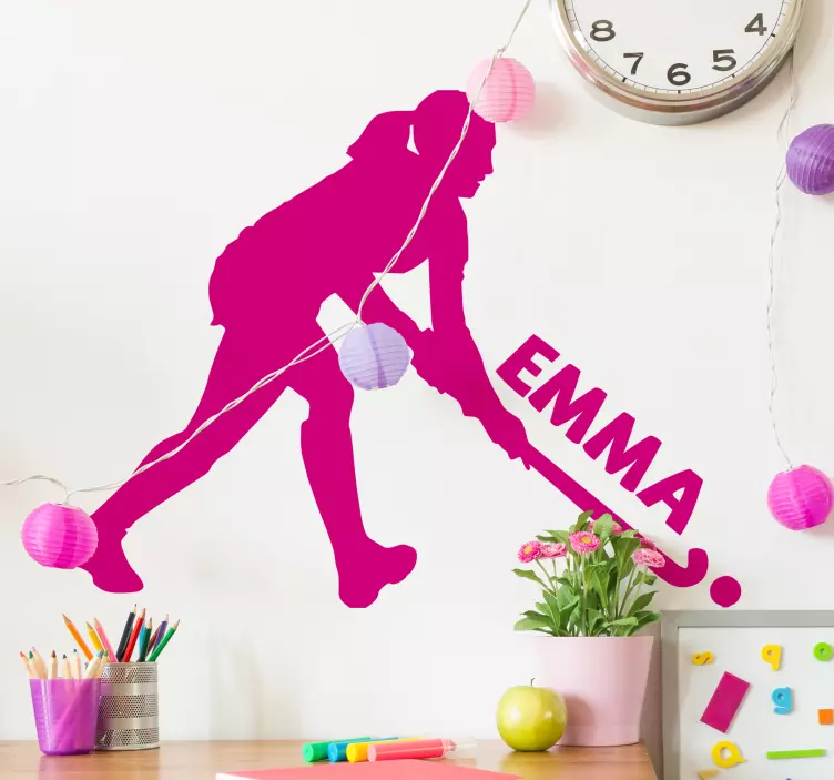 Hokejová dívka personalizovaná samolepka - TenStickers