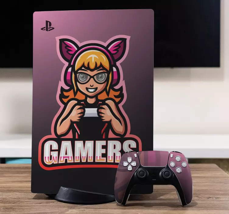 Hráč dívka maskot playstation nálepka - TenStickers