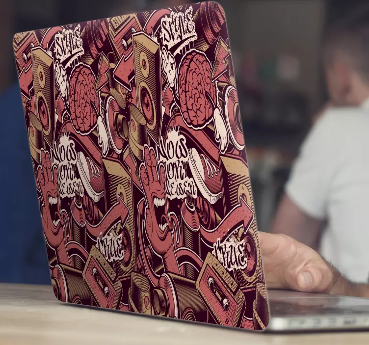 Hudba graffiti umění laptop kůže - TenStickers