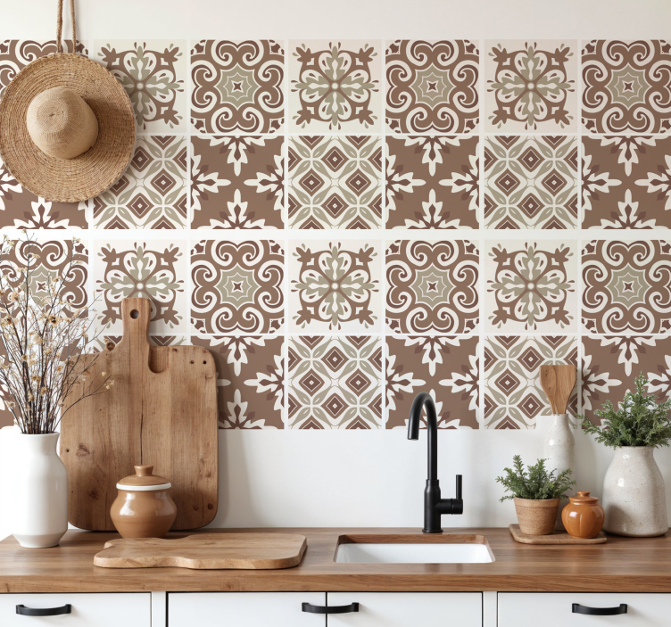 Hydraulická mocha mousse samolepka na dlaždice - TenStickers