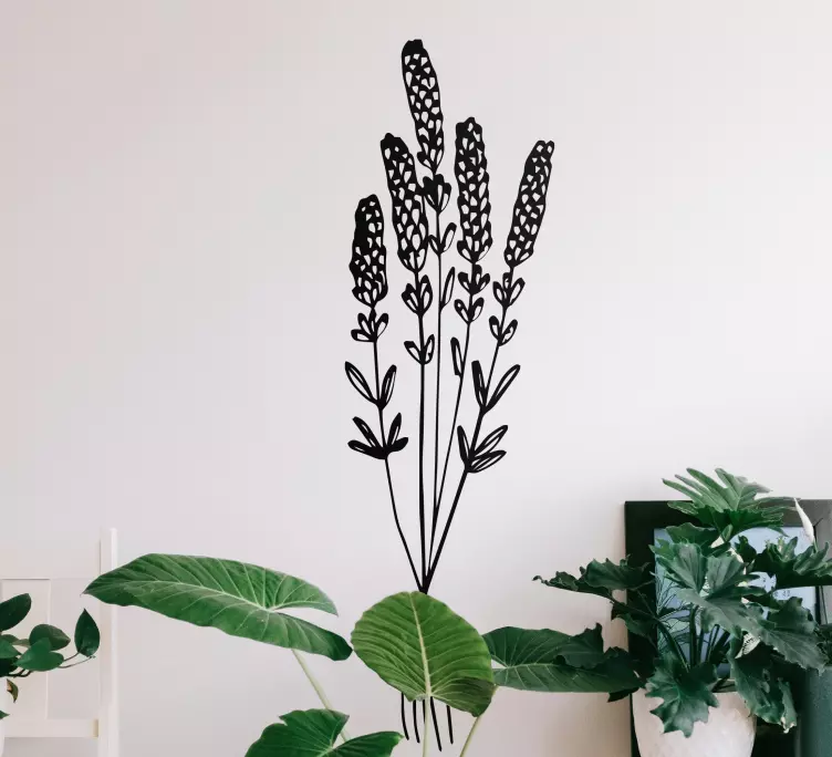 Minimalistická samolepka na dveře ze sušených květin - TenStickers