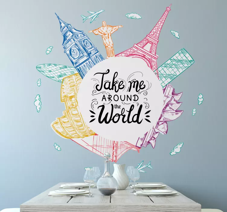 Ilustrace slavných památek Zvířecí nálepka - TenStickers