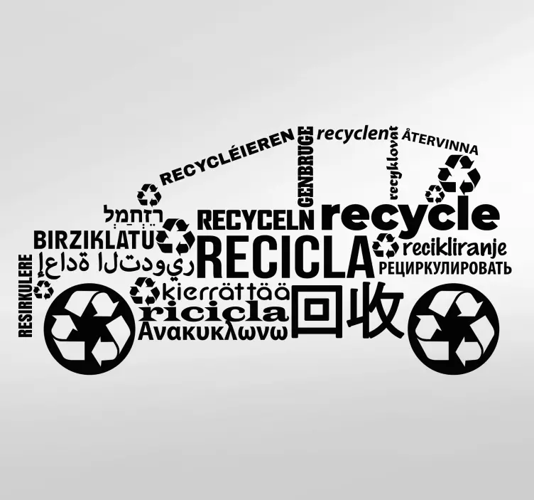 Ilustrační vinylové znamení recyklovat auto - TenStickers