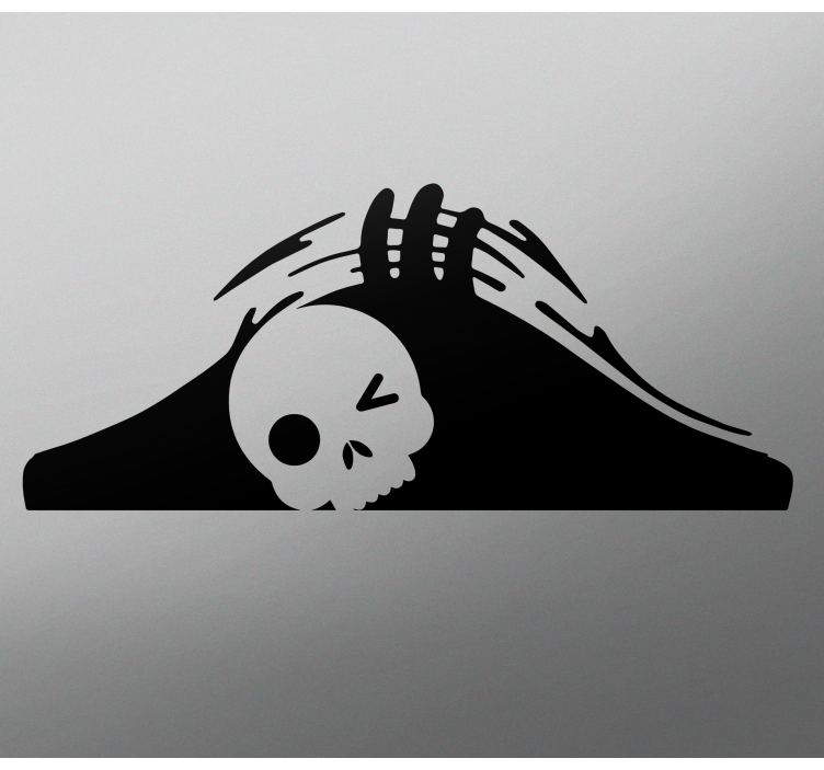 Jednobarevná lebka pokukující samolepka na auto - TenStickers