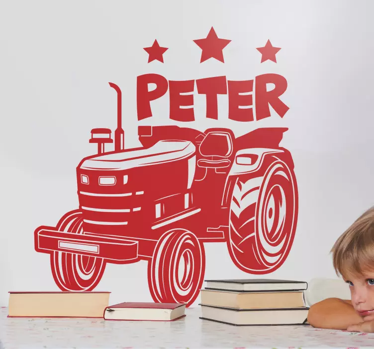 Jednobarevný traktor přizpůsobený dětský obtisk - TenStickers
