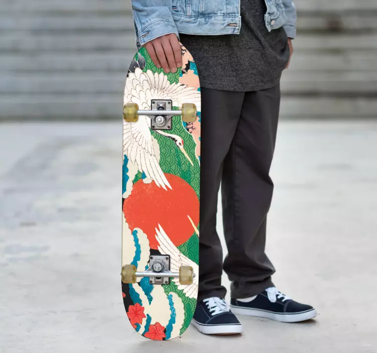 Zvířecí nálepka jeřábi pod vycházejícím sluncem - TenStickers