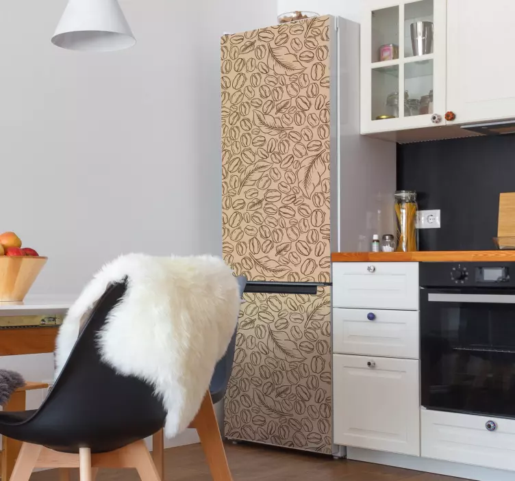 Kávová zrna a listová lednička obtisk - TenStickers