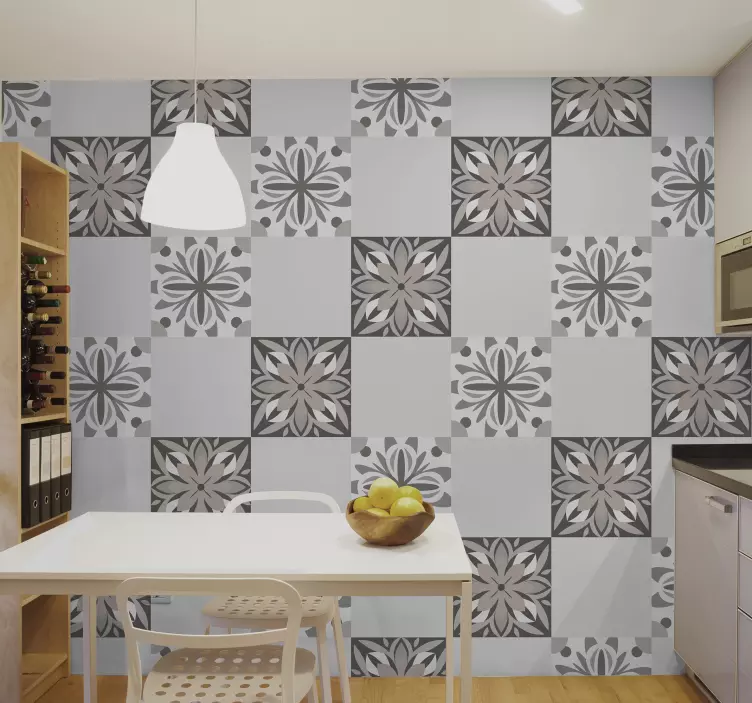 Nálepka na kořist a bílý květinový vzor - TenStickers