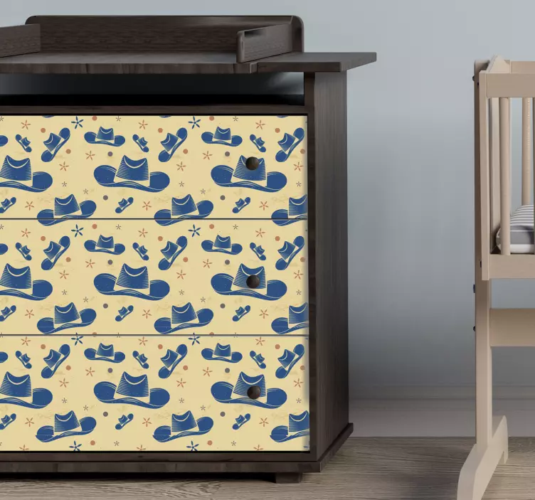 Kovbojský klobouk s názvem nábytek nálepka - TenStickers