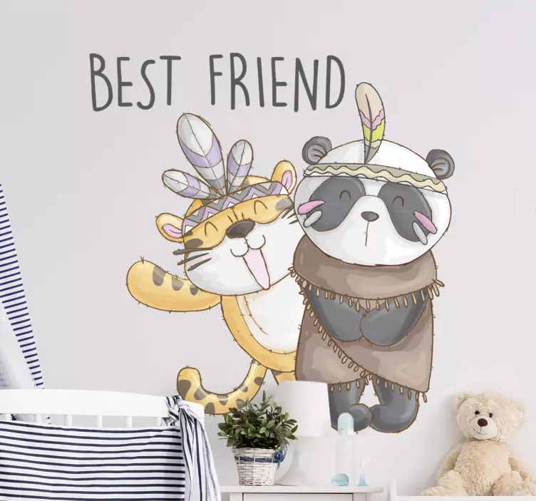 Kreslený panda a tygr ilustrace deka - TenStickers