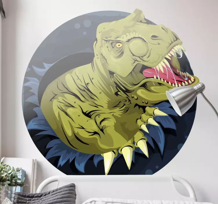 Kulatý dinosauří samolepka na zeď - TenStickers