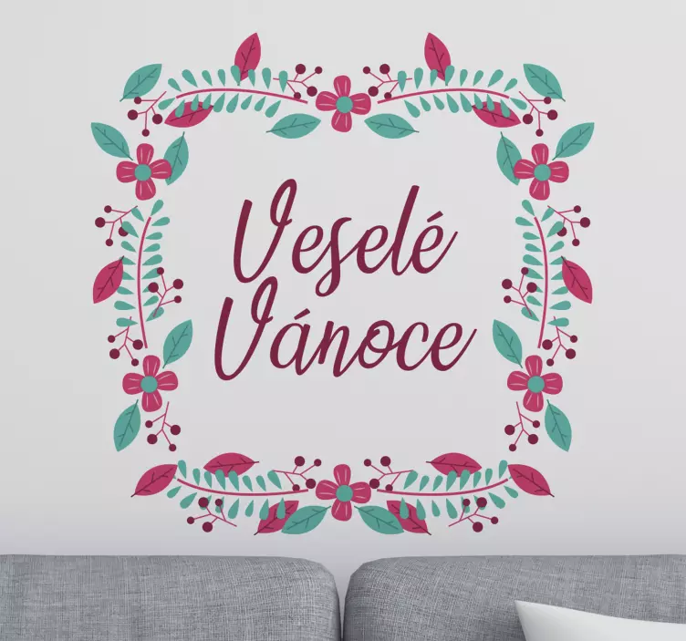 Květinový český veselý vánoční obtisk - TenStickers