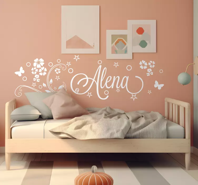 Květinové přizpůsobitelné jméno nálepka květinové nálepka - TenStickers