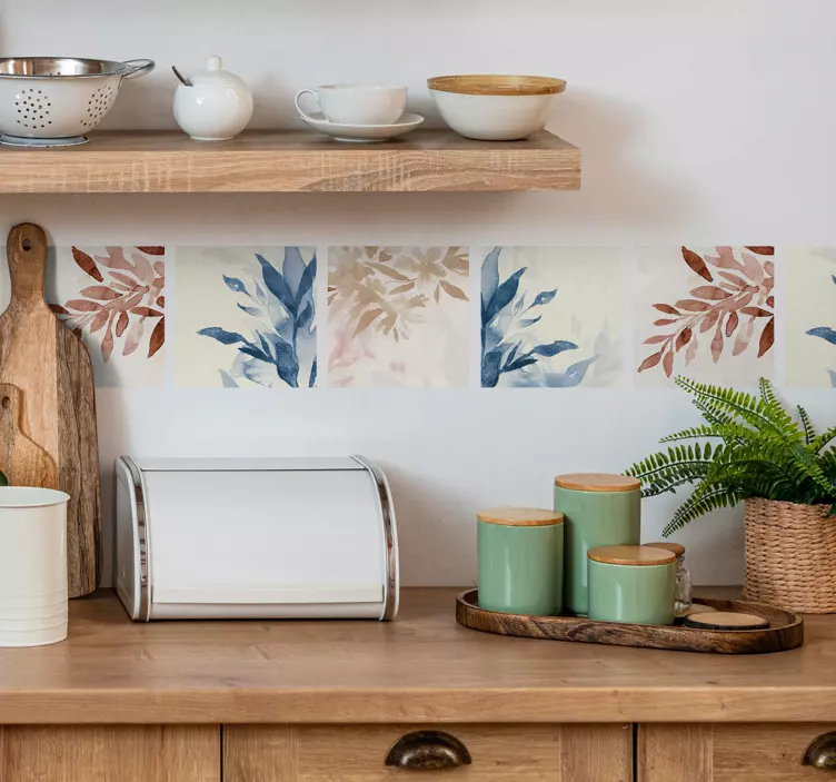 Květinový akvarelový vzor samolepka na dlaždice - TenStickers