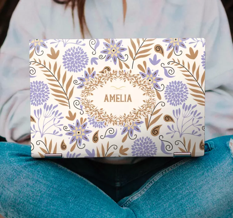 Květinový personalizovaný obal Samolepka na notebook - TenStickers