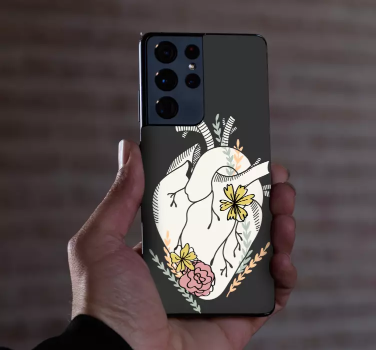 Květinový vzor srdce Nálepka Samsung - TenStickers