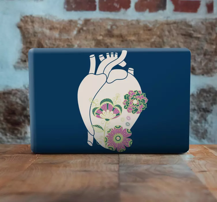 Květinový vzor srdce Nálepka na laptop - TenStickers