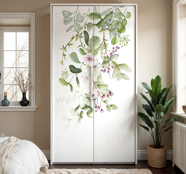 Květy a listy Nábytek nálepka - TenStickers