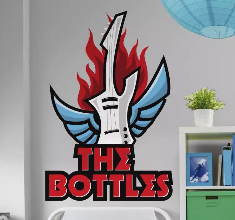 Kytara se jménem nebo skupinou rocková nálepka - TenStickers