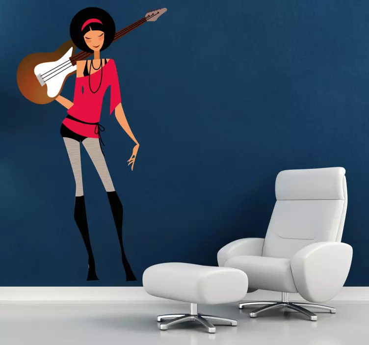 Kytarista kočka dekorativní obtisk - TenStickers