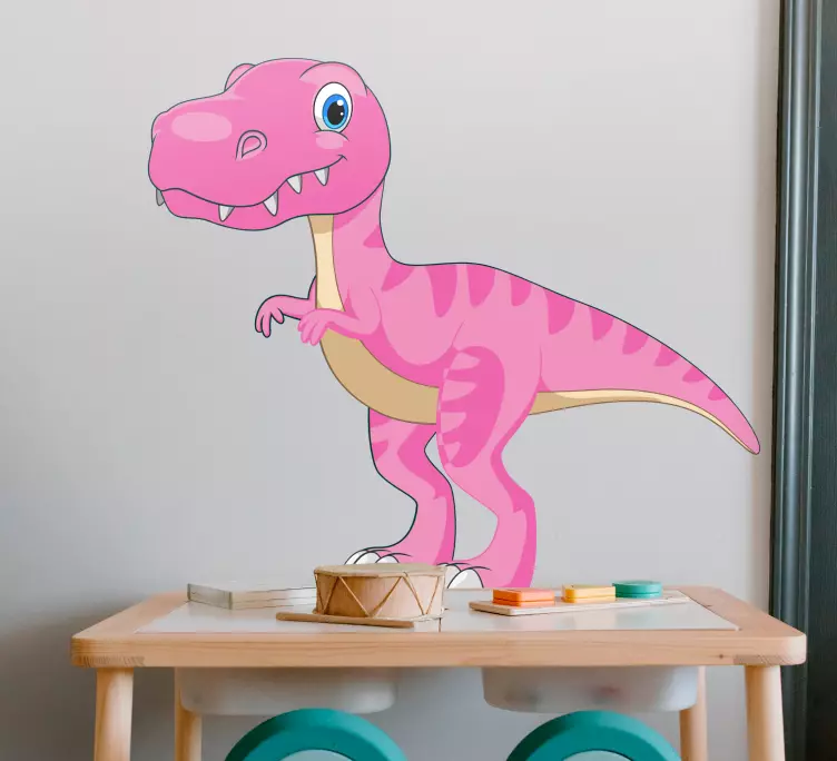 Nálepka legrační růžový dinosaurus stojící na nohou - TenStickers