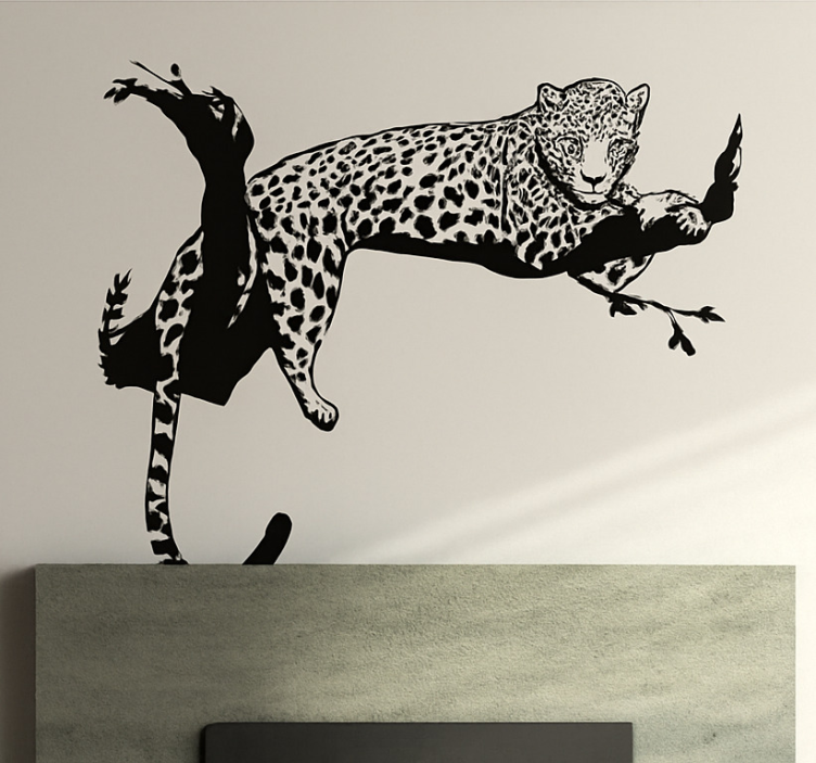 Leopard na stromě samolepka obývacího pokoje - TenStickers
