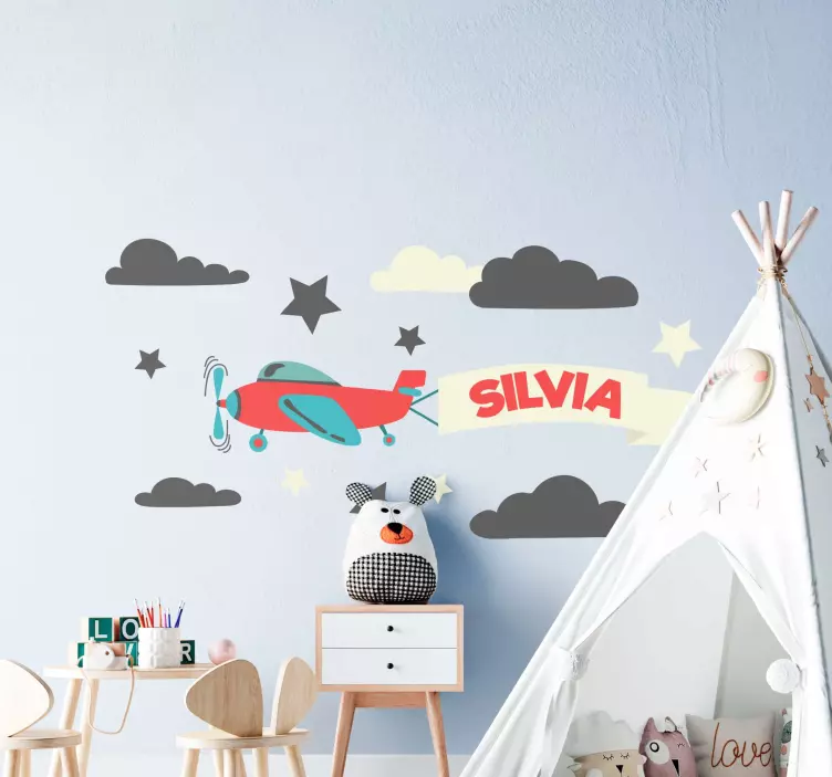 Letadla s obtiskem ilustrací jména a hvězd - TenStickers