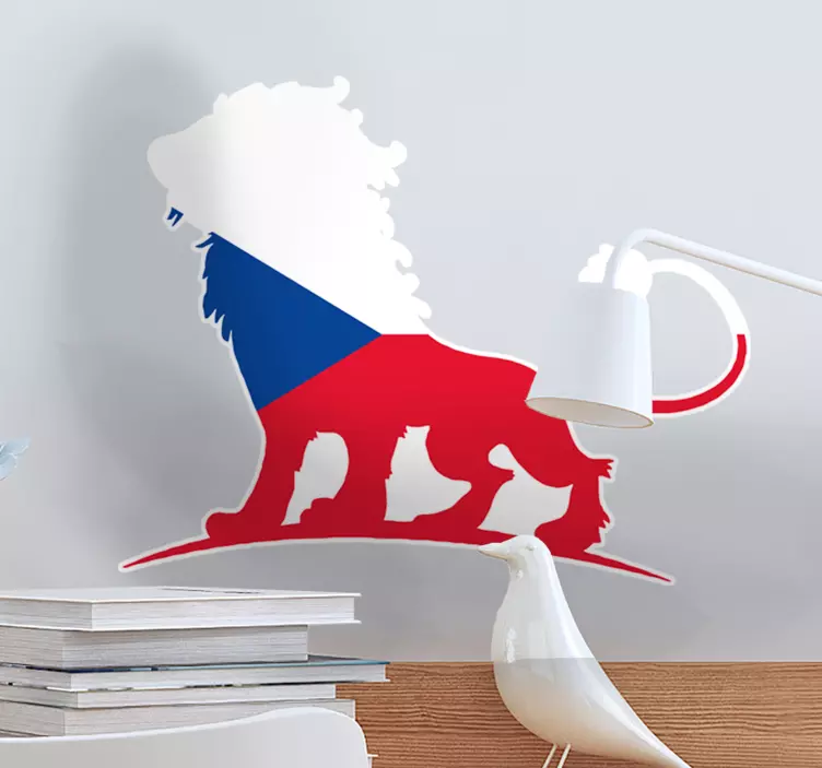 Lev česká vlajka vinylová samolepka - TenStickers