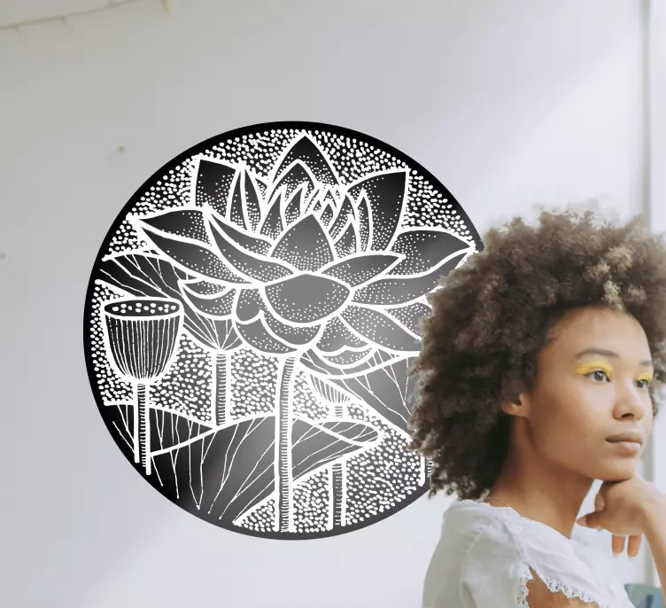 Lotosový květ v tradičním stylu květinová samolepka - TenStickers