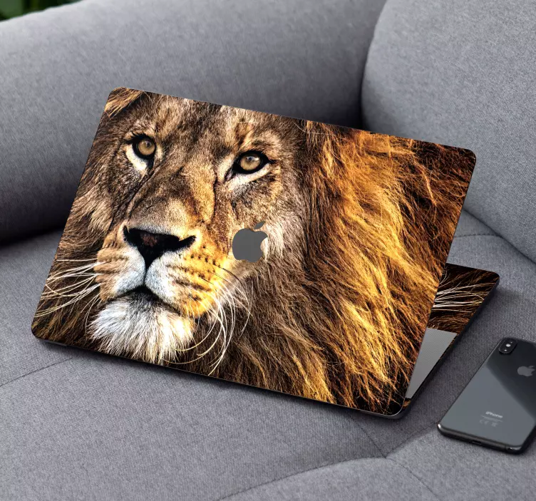 Nálepka na notebook s lví tváří kůže divokého zvířete - TenStickers