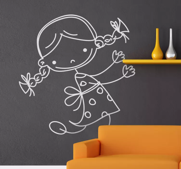 Malá holčička náčrtek děti nálepka - TenStickers