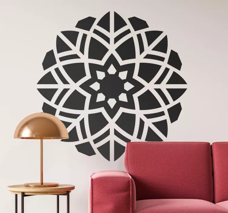 Mandala s květinovou samolepkou na zeď - TenStickers