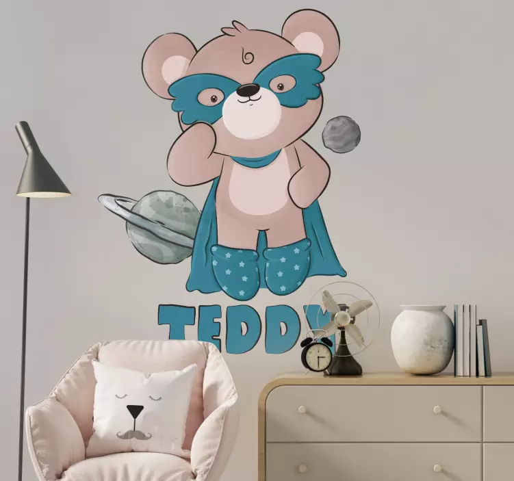 Nálepka na zeď medvědí hrdina superhrdina - TenStickers