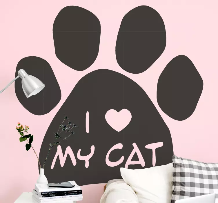 Samolepka miluji svou kočičí tlapku - TenStickers