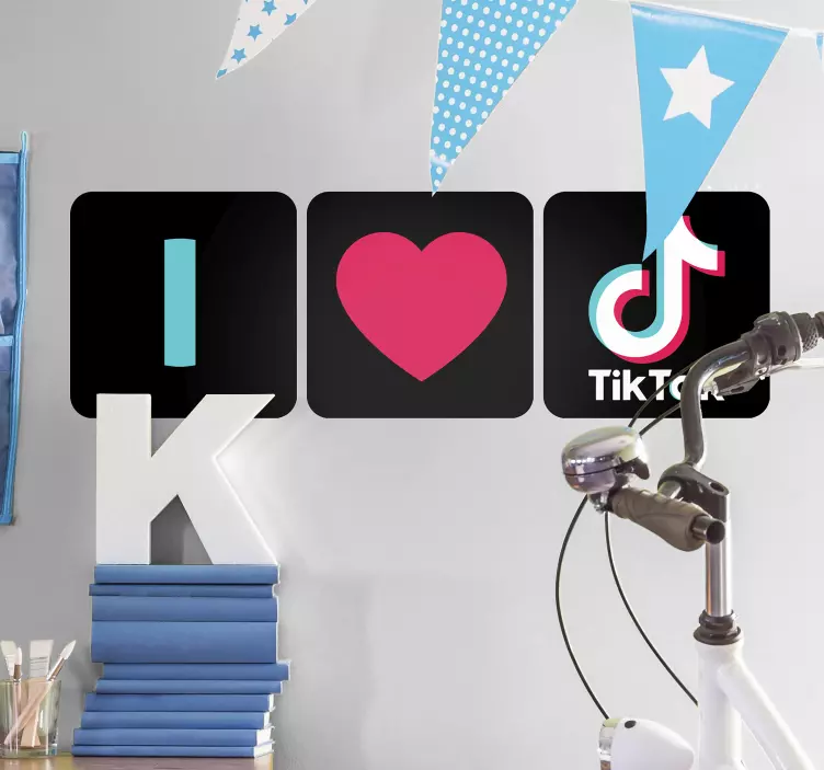 Miluji tik tok obchodní nálepka - TenStickers