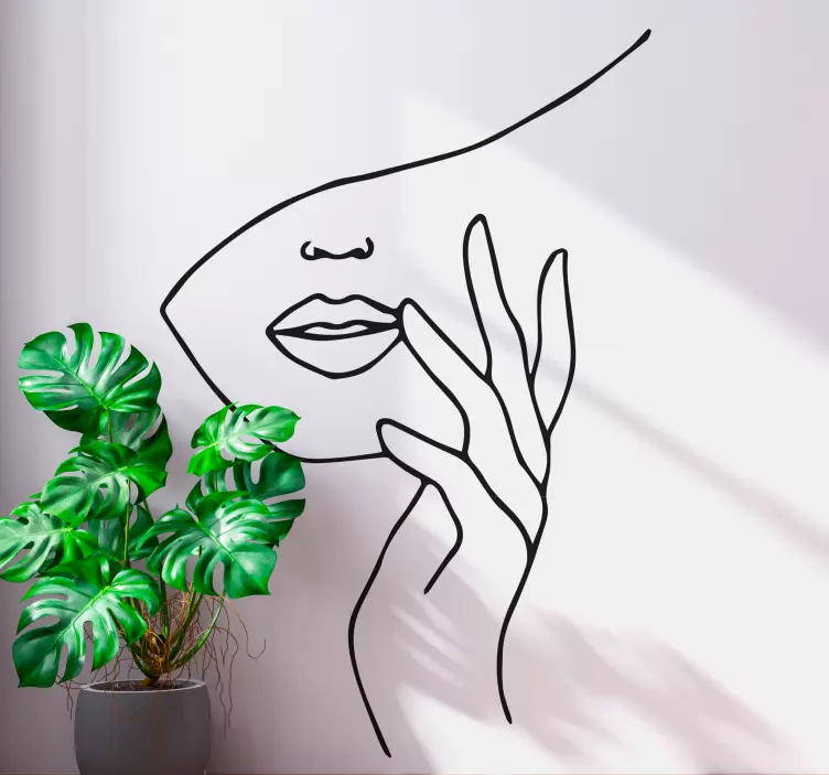 Minimalistická tvář ruka lidí nálepka - TenStickers