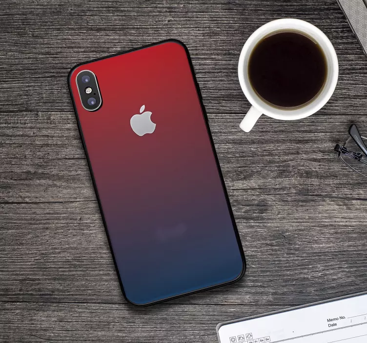 Modrá a červená barva přechodu iphone nálepka - TenStickers