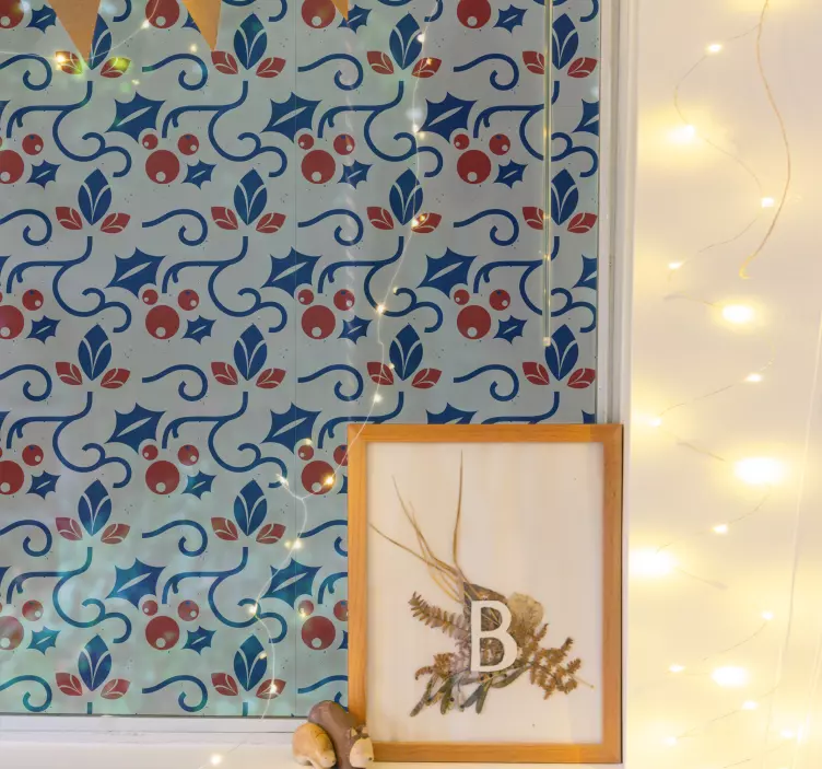 Modrá a červená vánoční cesmína nálepka - TenStickers