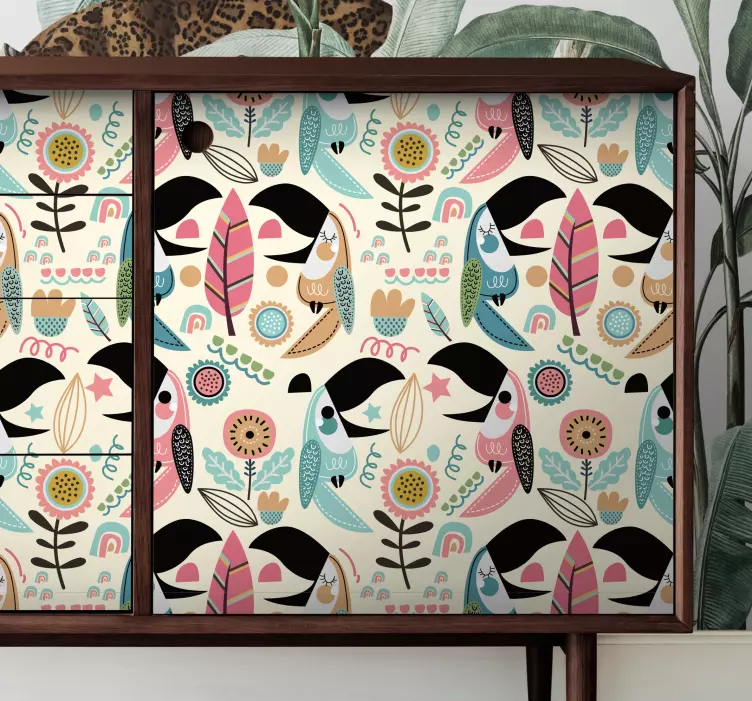 Modrý nordický pastel zanechává obtisk nábytku - TenStickers