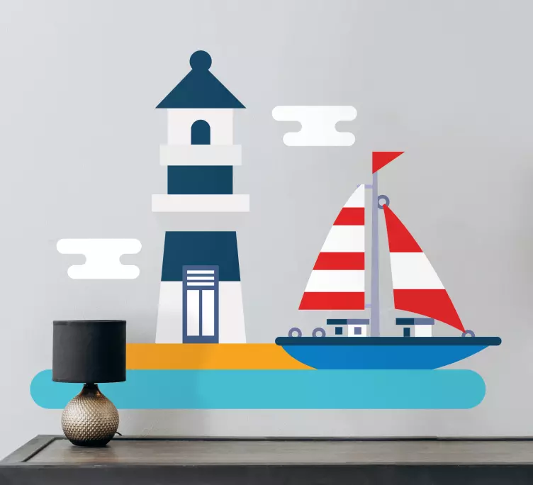 Modrý maják na zeď na zeď - TenStickers