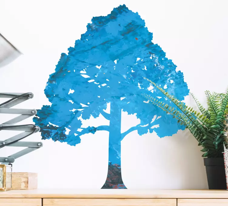 Modrá odstín strom designový štítek pro ložnici - TenStickers