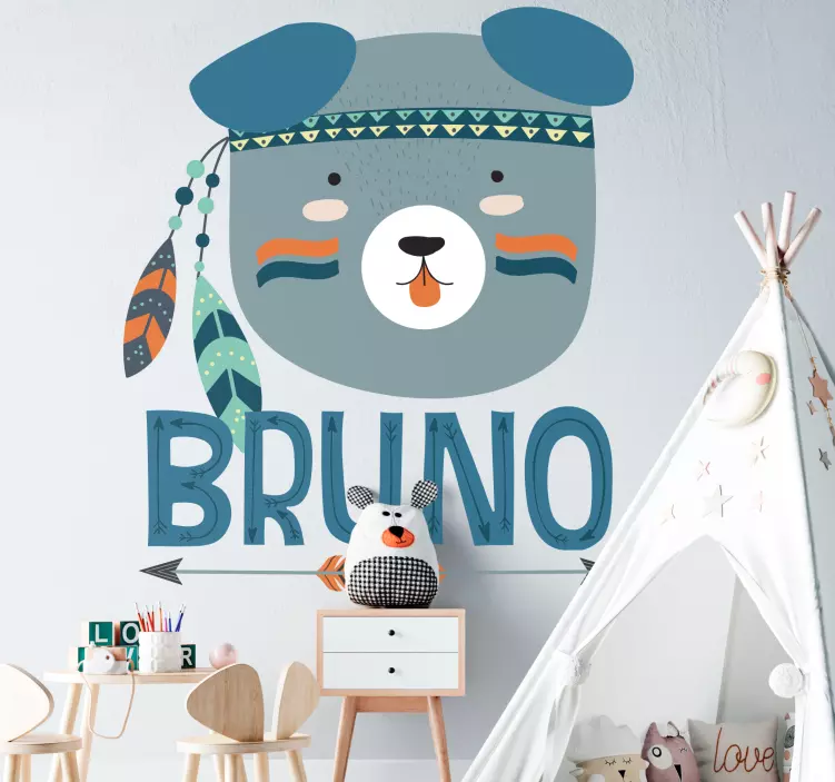 Modrý severský pes s personalizovanou nálepkou se jménem - TenStickers