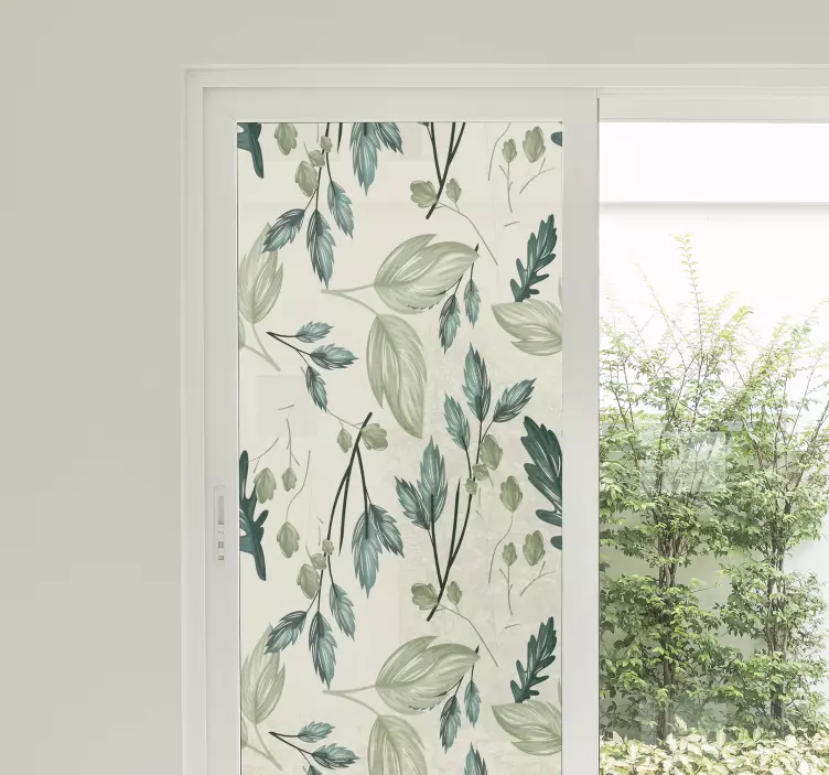 Mozaika ze zelených rostlin na skleněné okno - TenStickers