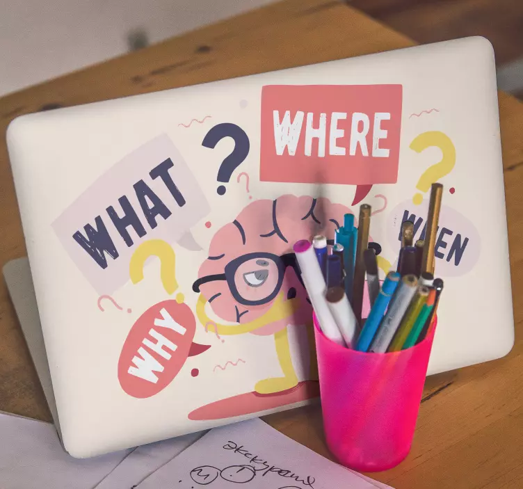 Mozek s brýlemi laptop kůže - TenStickers