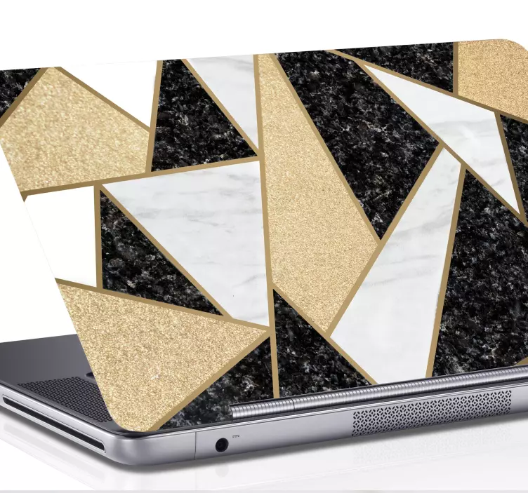 Mramorové černé a bílé dlaždice kůže na notebooku - TenStickers
