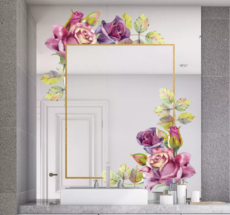 Nálepka barevné květiny zrcadlo - TenStickers