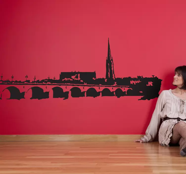 Nálepka francouzská vesnice most zeď - TenStickers