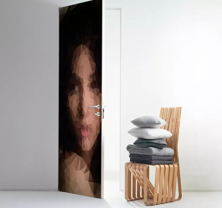 Geometrická žena dveře nálepka - TenStickers