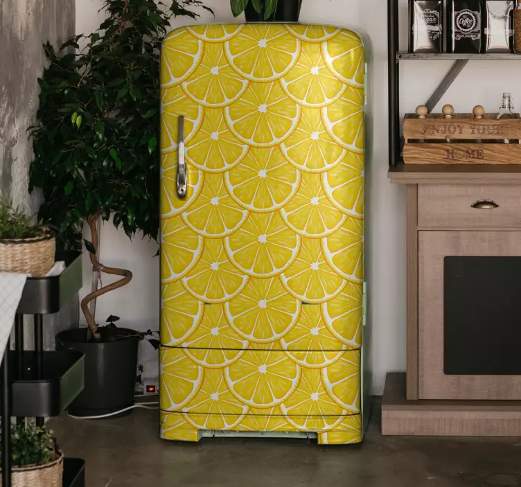 Nálepka lednice koncept citrónového plátku - TenStickers