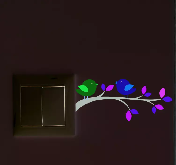 Nálepka ptáků na větvi vypínač větev - TenStickers